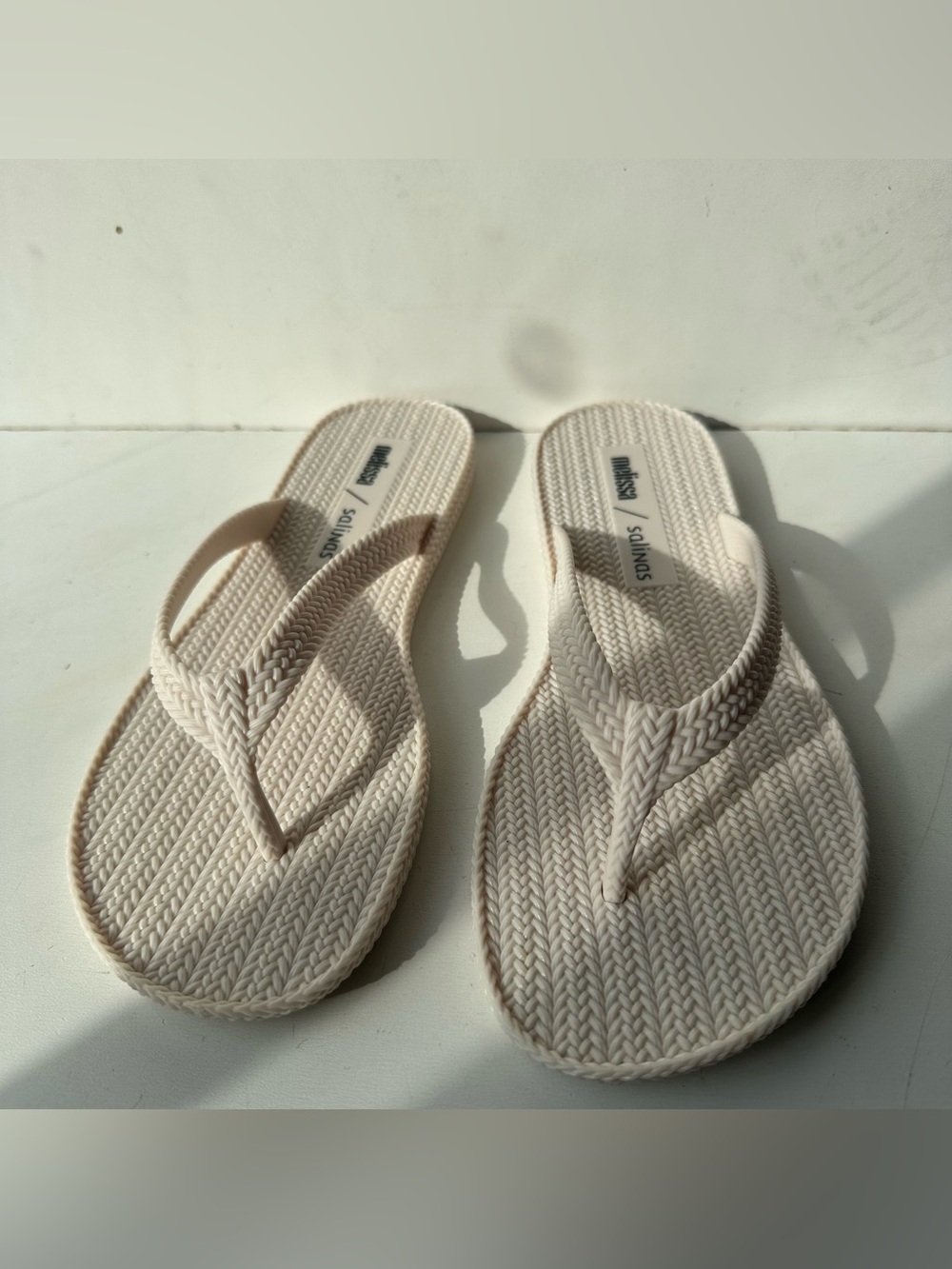 Melissa Cream Woven Thong Sandals